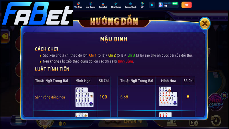 Hướng dẫn cách chơi mậu binh FABET Hướng dẫn cách chơi mậu binh FABET